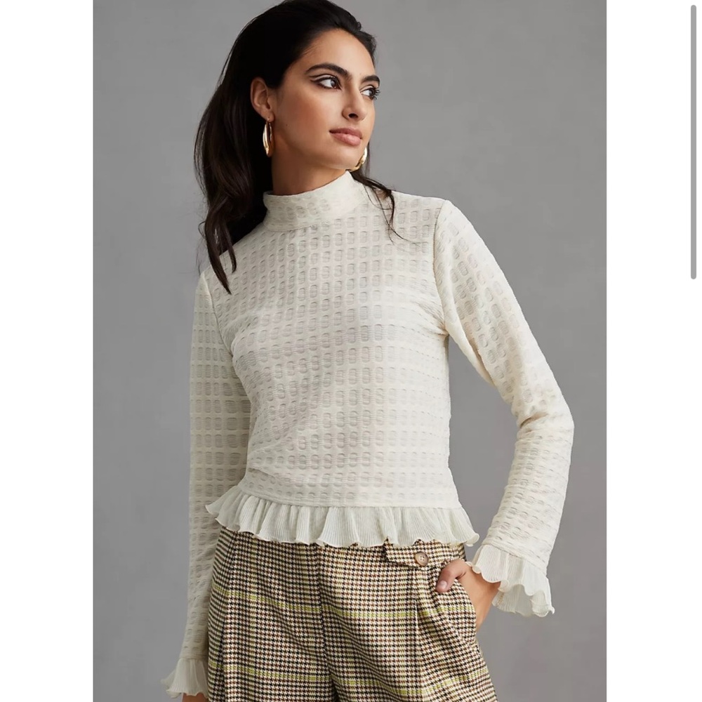 ANTHROPOLOGIE: Block Ruffle Top - Picture 4 of 4
